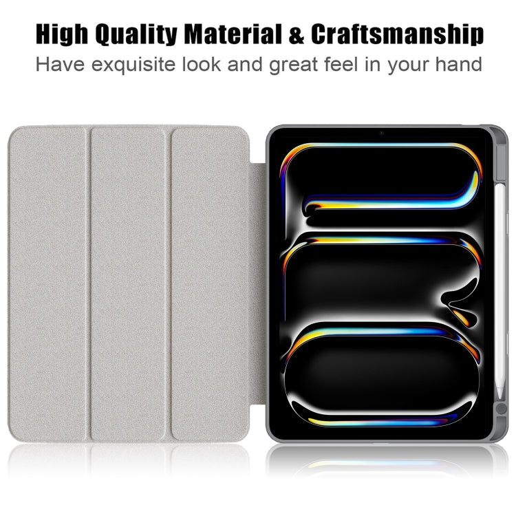 For iPad Pro 11 2025 / 2024 Acrylic 3-Fold Smart Leather Tablet Case