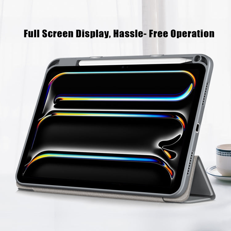 For iPad Pro 11 2025 / 2024 Acrylic 3-Fold Smart Leather Tablet Case