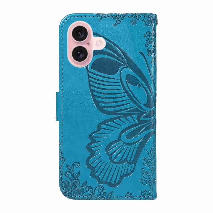 For iPhone 16 Swallowtail Butterfly Embossed Leather Phone Case