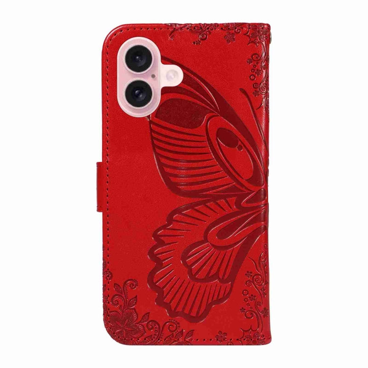 For iPhone 16 Swallowtail Butterfly Embossed Leather Phone Case