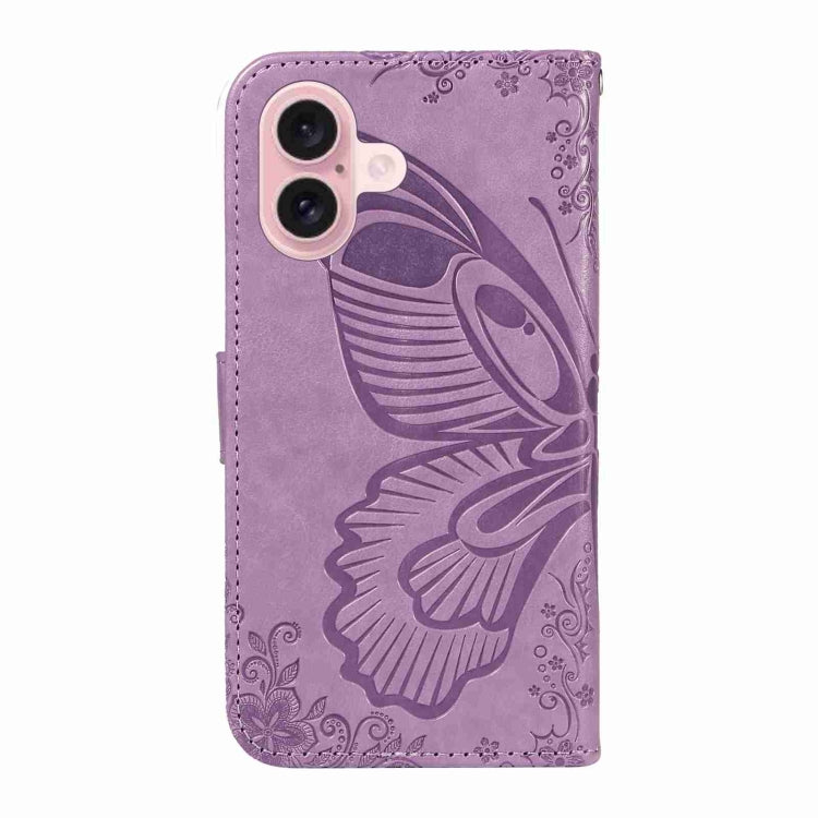 For iPhone 16 Swallowtail Butterfly Embossed Leather Phone Case