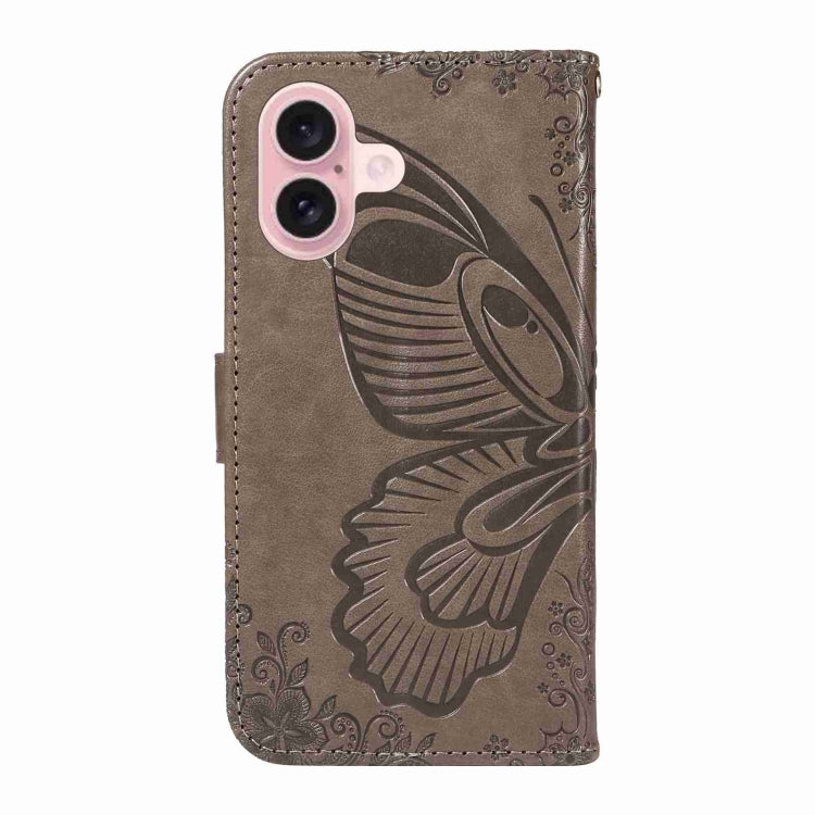 For iPhone 16 Swallowtail Butterfly Embossed Leather Phone Case