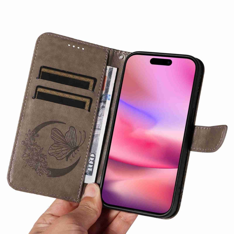 For iPhone 16 Swallowtail Butterfly Embossed Leather Phone Case