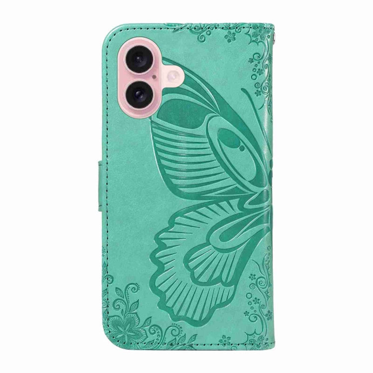 For iPhone 16 Swallowtail Butterfly Embossed Leather Phone Case