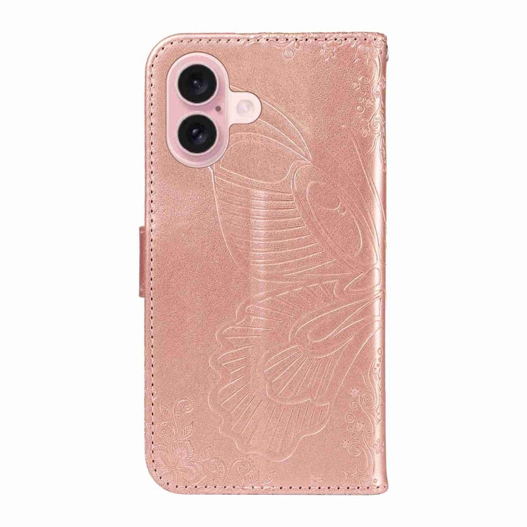 For iPhone 16 Swallowtail Butterfly Embossed Leather Phone Case
