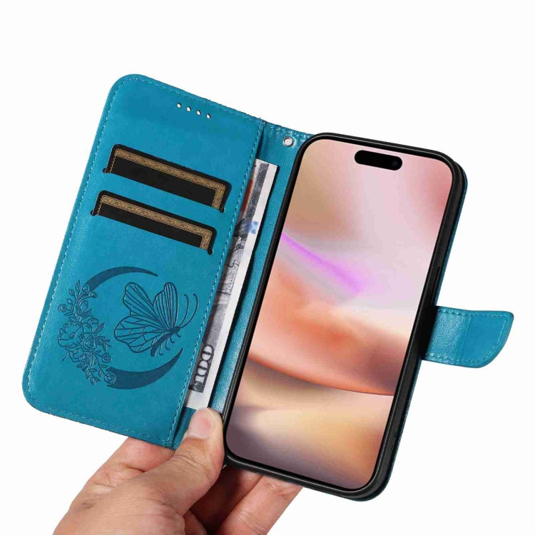 For iPhone 16 Plus Swallowtail Butterfly Embossed Leather Phone Case