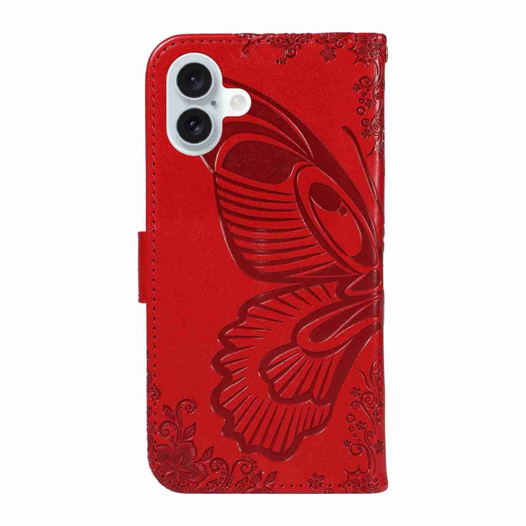 For iPhone 16 Plus Swallowtail Butterfly Embossed Leather Phone Case