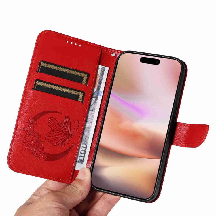 For iPhone 16 Plus Swallowtail Butterfly Embossed Leather Phone Case