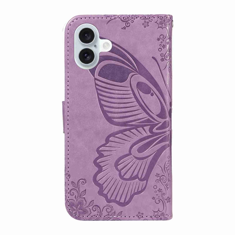 For iPhone 16 Plus Swallowtail Butterfly Embossed Leather Phone Case