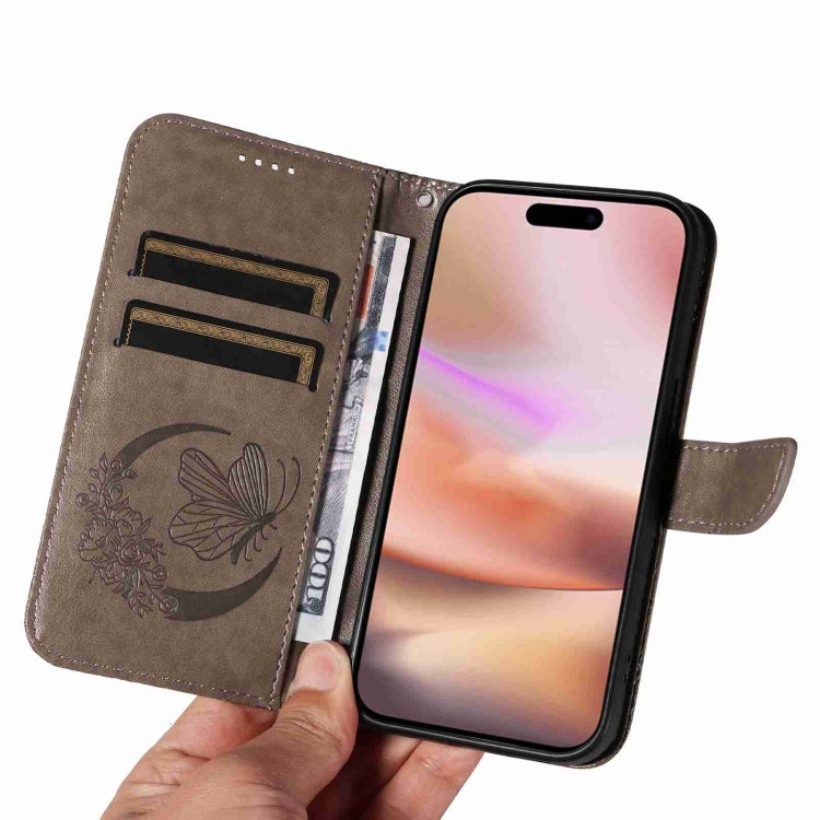 For iPhone 16 Plus Swallowtail Butterfly Embossed Leather Phone Case