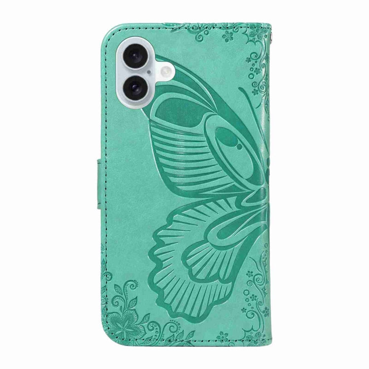 For iPhone 16 Plus Swallowtail Butterfly Embossed Leather Phone Case