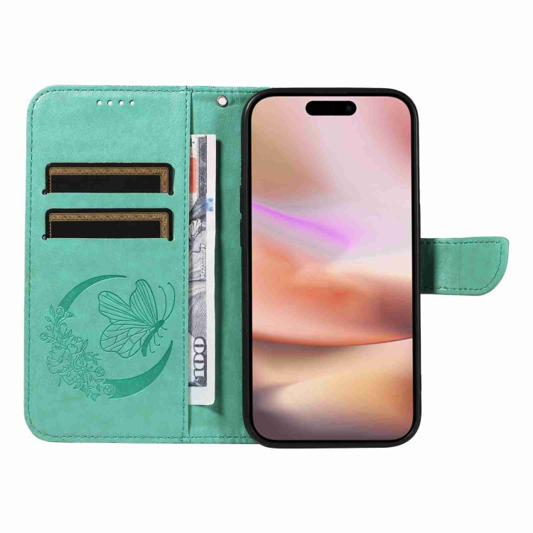 For iPhone 16 Plus Swallowtail Butterfly Embossed Leather Phone Case