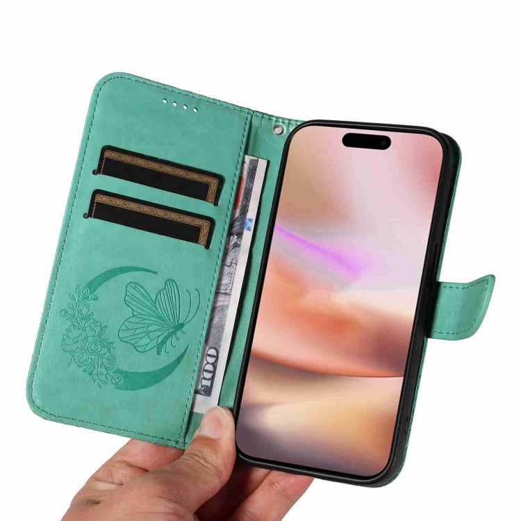 For iPhone 16 Plus Swallowtail Butterfly Embossed Leather Phone Case