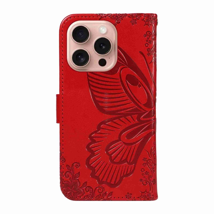 For iPhone 16 Pro Swallowtail Butterfly Embossed Leather Phone Case