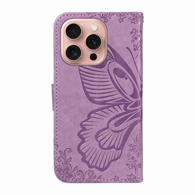 For iPhone 16 Pro Swallowtail Butterfly Embossed Leather Phone Case