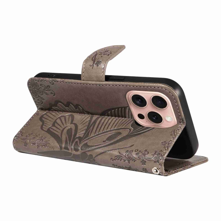 For iPhone 16 Pro Swallowtail Butterfly Embossed Leather Phone Case