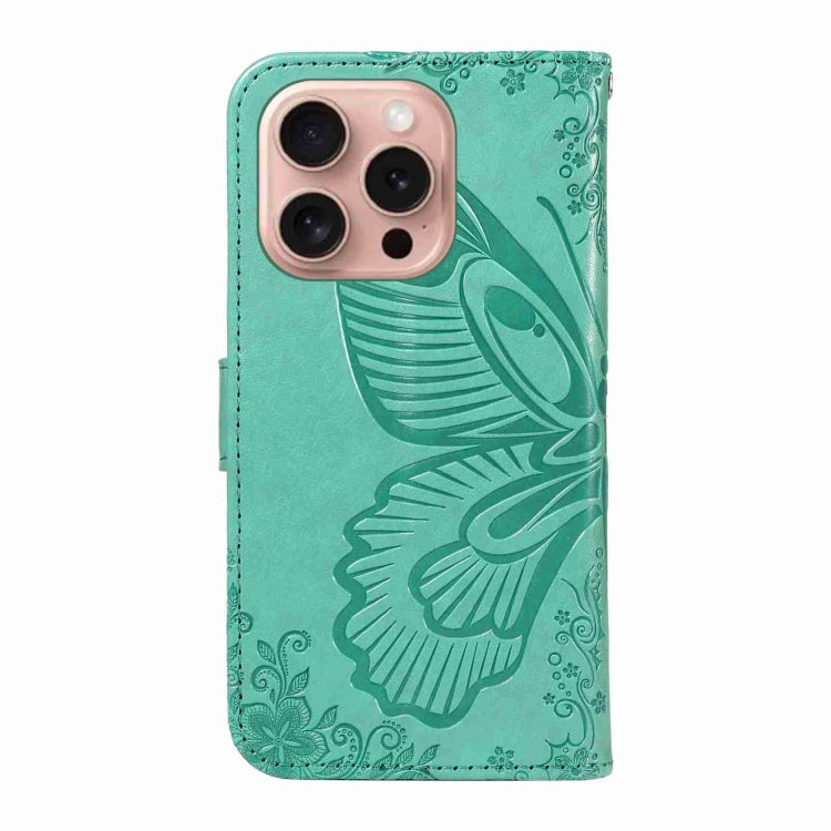 For iPhone 16 Pro Swallowtail Butterfly Embossed Leather Phone Case