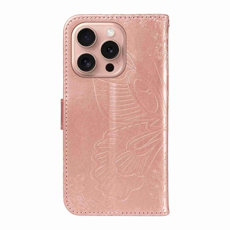 For iPhone 16 Pro Swallowtail Butterfly Embossed Leather Phone Case