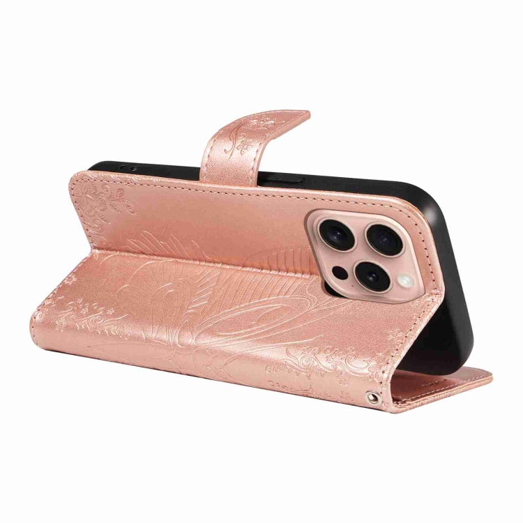 For iPhone 16 Pro Swallowtail Butterfly Embossed Leather Phone Case