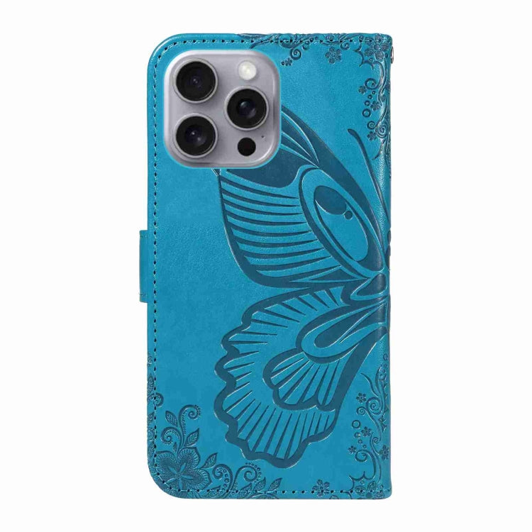 For iPhone 16 Pro Max Swallowtail Butterfly Embossed Leather Phone Case