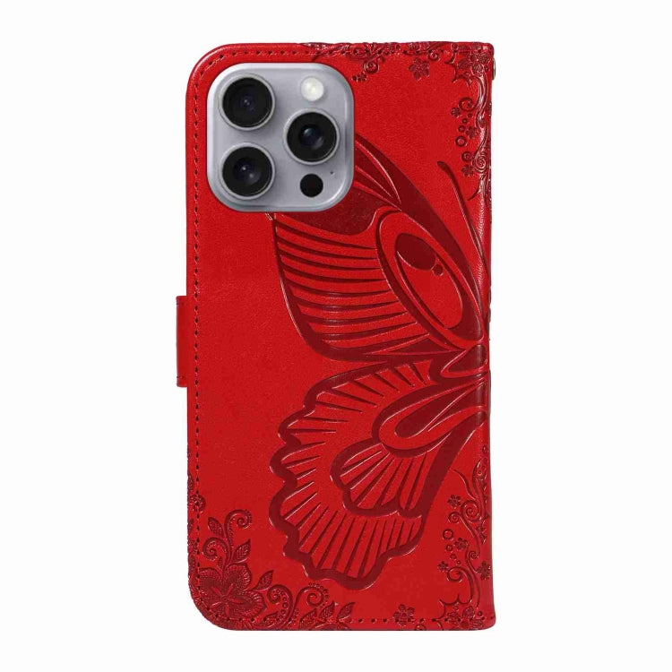 For iPhone 16 Pro Max Swallowtail Butterfly Embossed Leather Phone Case