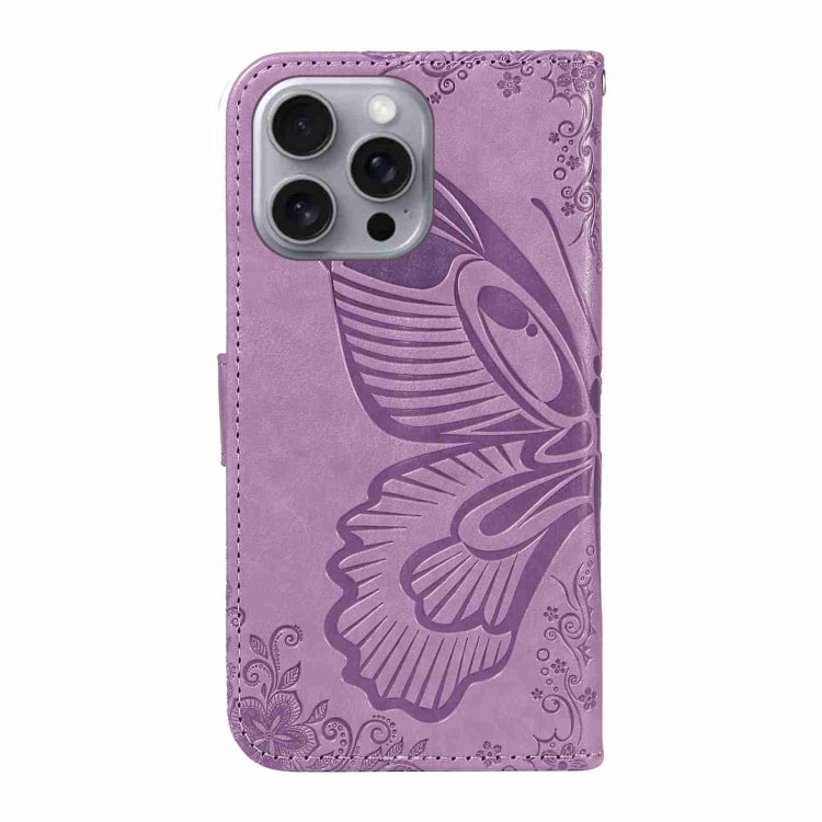 For iPhone 16 Pro Max Swallowtail Butterfly Embossed Leather Phone Case