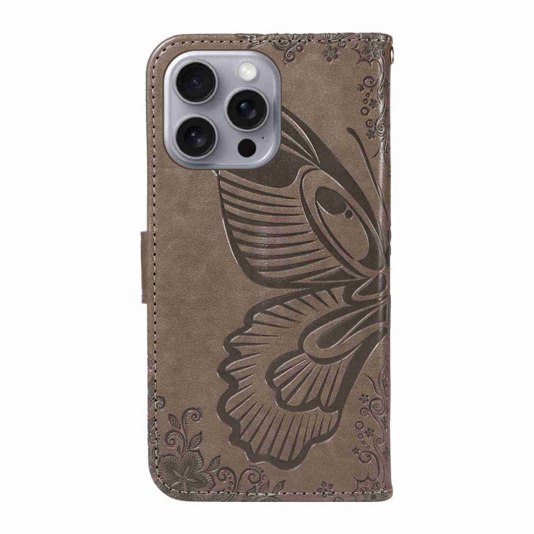 For iPhone 16 Pro Max Swallowtail Butterfly Embossed Leather Phone Case