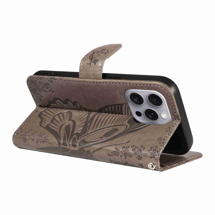 For iPhone 16 Pro Max Swallowtail Butterfly Embossed Leather Phone Case