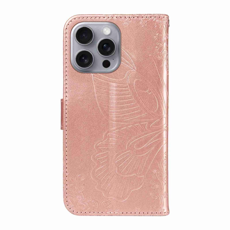 For iPhone 16 Pro Max Swallowtail Butterfly Embossed Leather Phone Case