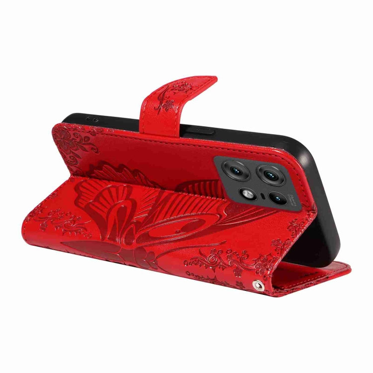 For Motorola Edge 50 Pro 5G Swallowtail Butterfly Embossed Leather Phone Case