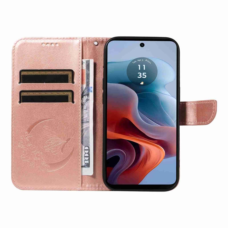 For Motorola Edge Moto G34 Swallowtail Butterfly Embossed Leather Phone Case