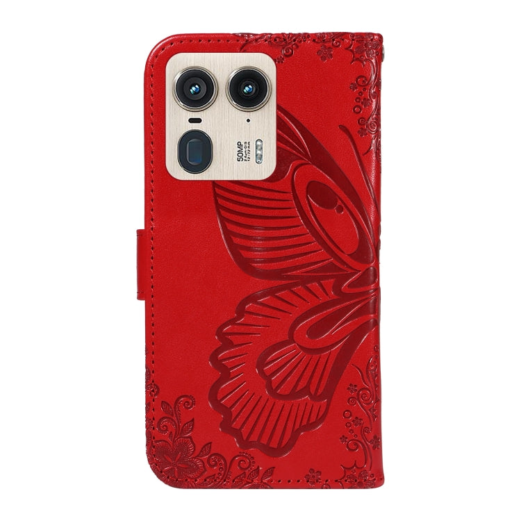 For Motorola Edge 50 Ultra Swallowtail Butterfly Embossed Leather Phone Case