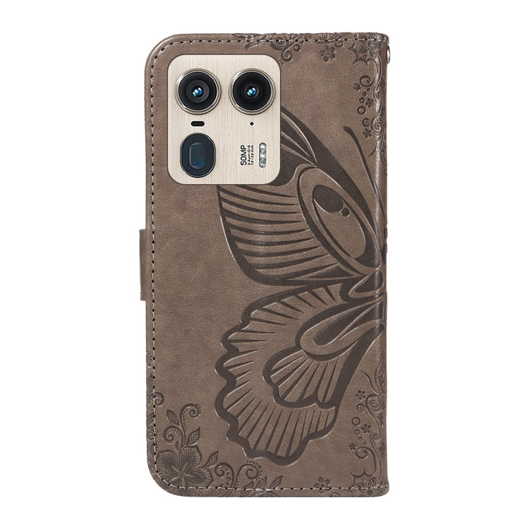 For Motorola Edge 50 Ultra Swallowtail Butterfly Embossed Leather Phone Case