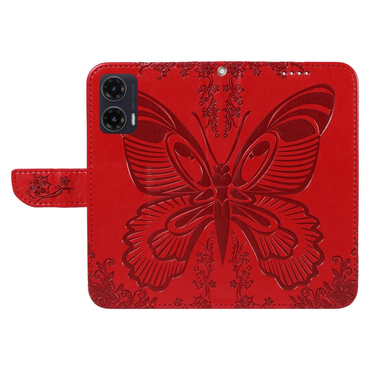 For Motorola Moto G35 Swallowtail Butterfly Embossed Leather Phone Case