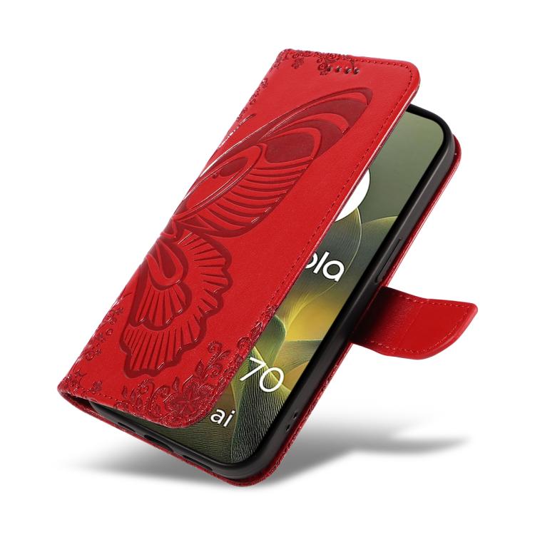 For Motorola Edge 70 5G Swallowtail Butterfly Embossed Leather Phone Case