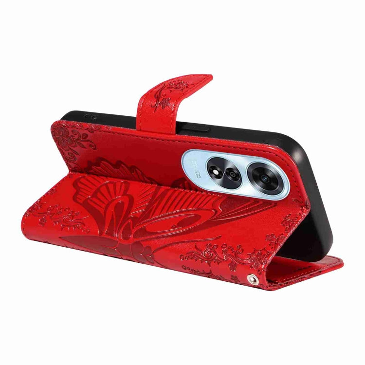 For OPPO A60 4G Swallowtail Butterfly Embossed Leather Phone Case