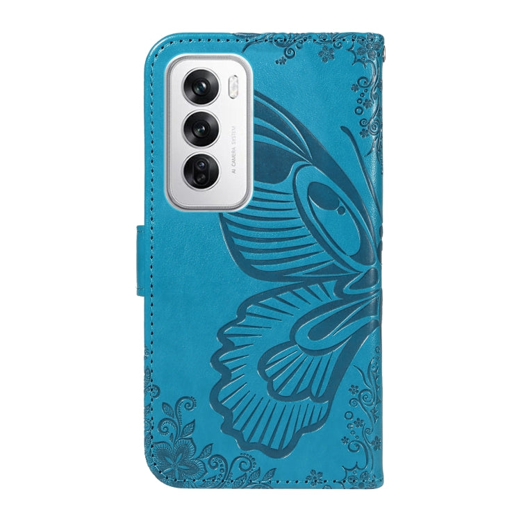 For OPPO Reno12 5G Global Swallowtail Butterfly Embossed Leather Phone Case