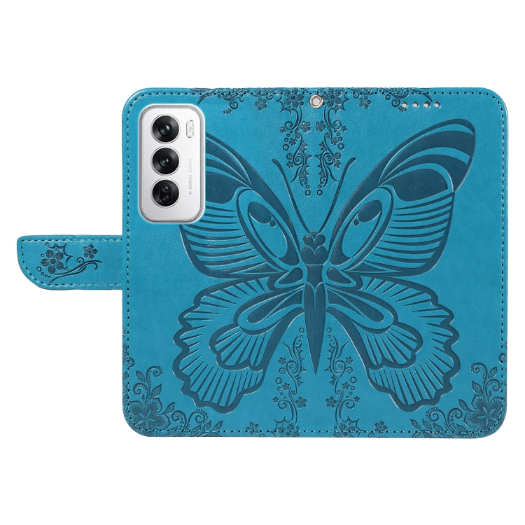 For OPPO Reno12 5G Global Swallowtail Butterfly Embossed Leather Phone Case