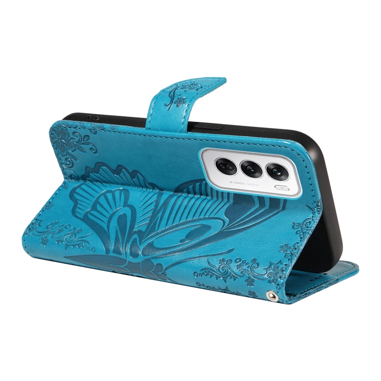 For OPPO Reno12 5G Global Swallowtail Butterfly Embossed Leather Phone Case