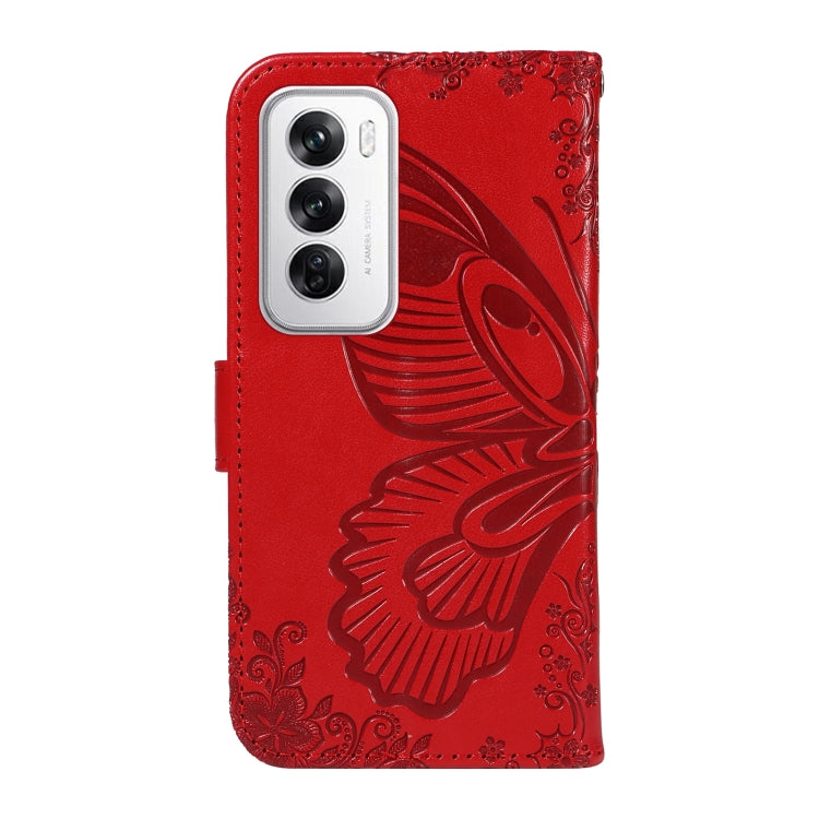 For OPPO Reno12 5G Global Swallowtail Butterfly Embossed Leather Phone Case