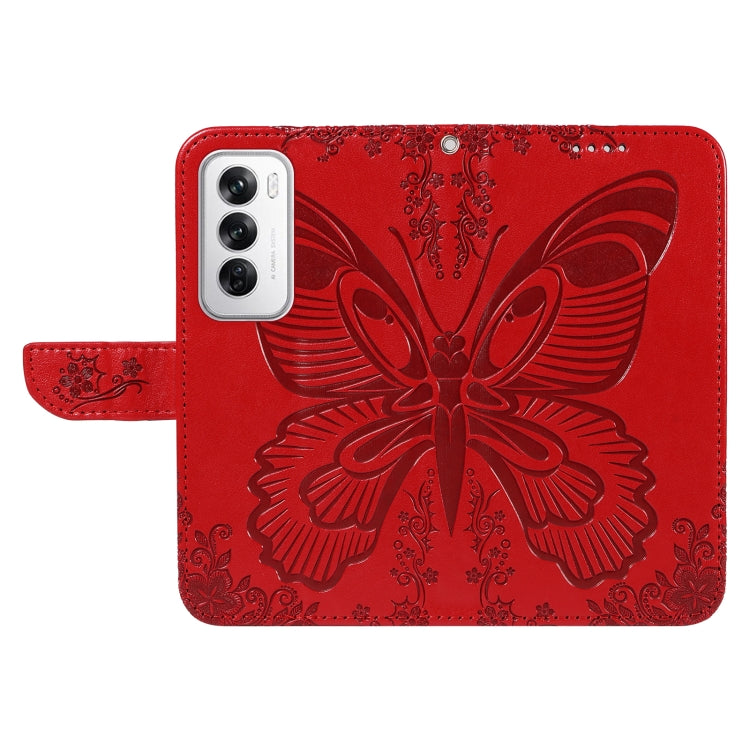 For OPPO Reno12 5G Global Swallowtail Butterfly Embossed Leather Phone Case