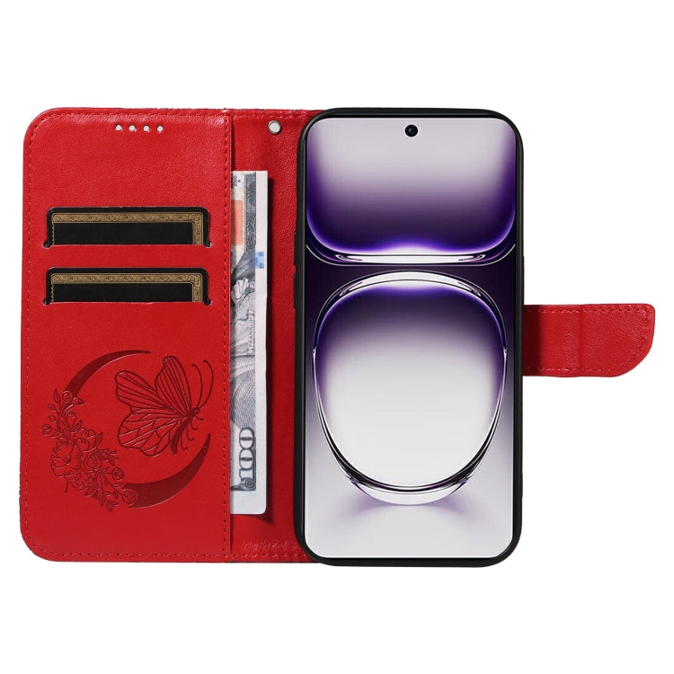 For OPPO Reno12 5G Global Swallowtail Butterfly Embossed Leather Phone Case
