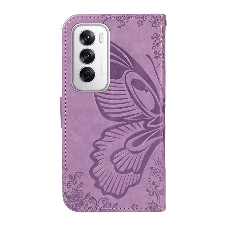 For OPPO Reno12 5G Global Swallowtail Butterfly Embossed Leather Phone Case