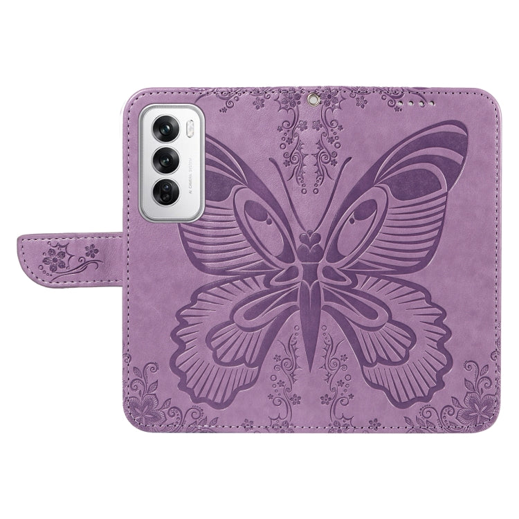 For OPPO Reno12 5G Global Swallowtail Butterfly Embossed Leather Phone Case