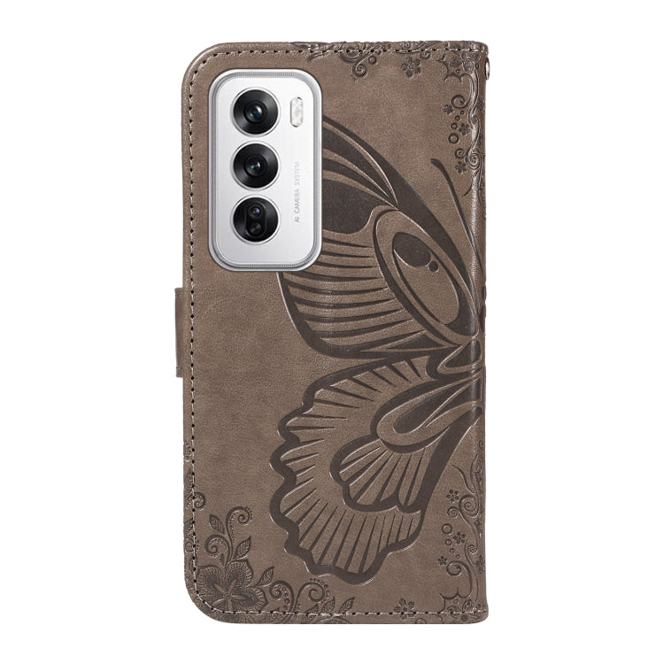 For OPPO Reno12 5G Global Swallowtail Butterfly Embossed Leather Phone Case