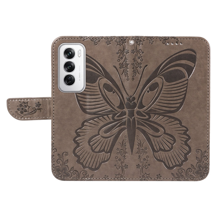 For OPPO Reno12 5G Global Swallowtail Butterfly Embossed Leather Phone Case