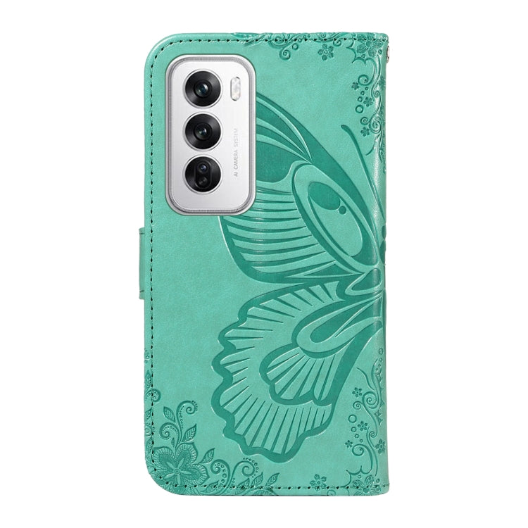 For OPPO Reno12 5G Global Swallowtail Butterfly Embossed Leather Phone Case