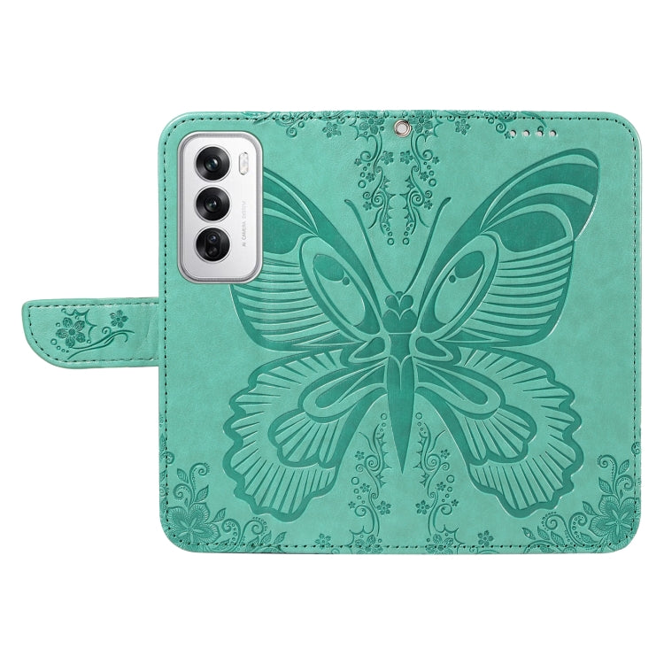 For OPPO Reno12 5G Global Swallowtail Butterfly Embossed Leather Phone Case