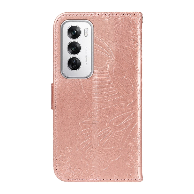 For OPPO Reno12 5G Global Swallowtail Butterfly Embossed Leather Phone Case