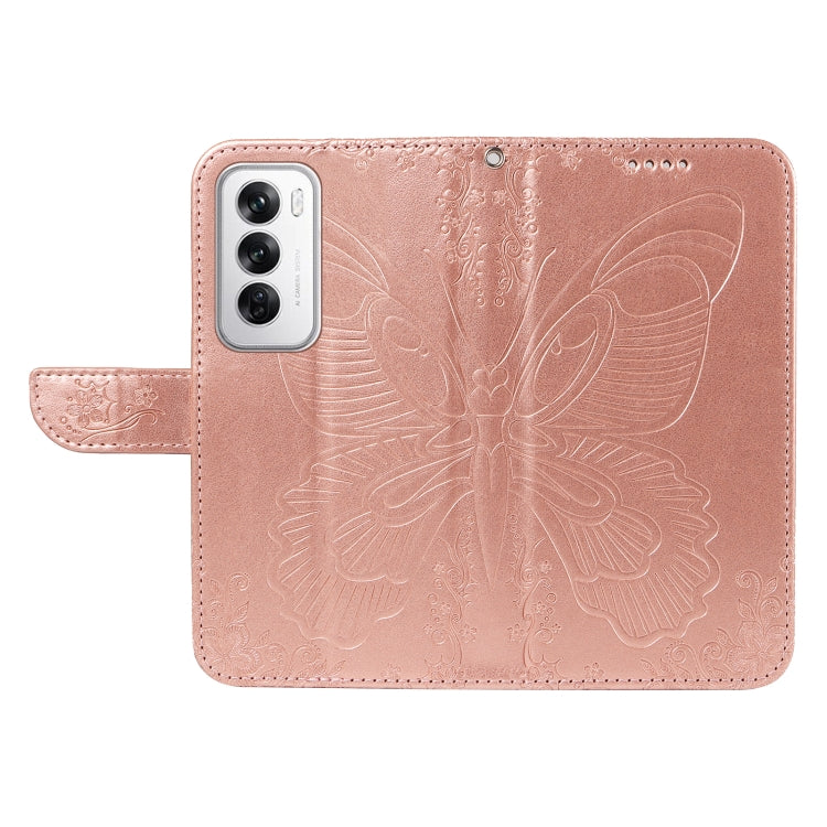For OPPO Reno12 5G Global Swallowtail Butterfly Embossed Leather Phone Case